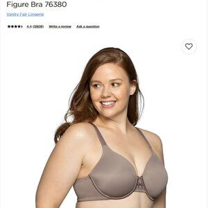Vanity Fair Lingerie Beauty Back Smoother Full-Figure Wireless Bra 42C Taupe